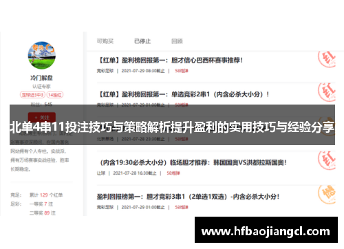 北单4串11投注技巧与策略解析提升盈利的实用技巧与经验分享
